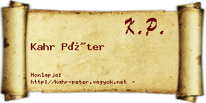 Kahr Péter névjegykártya